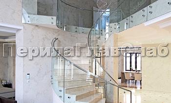 Стеклянные ограждения винтовой лестницы и баллюстрады в Волгограде. Готовые проекты ПерилаГлавСнаб