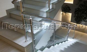 Нержавеющие перила и ограждения со стеклом и подсветкой в Волгограде. Готовые проекты ПерилаГлавСнаб