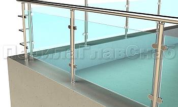 Кровельное ограждение из нержавеющей стали со стеклами в Волгограде. Готовые проекты ПерилаГлавСнаб