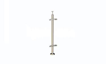 Стойка круглая  Ø38.1: 2 пластинчатых стеклодержателя, полированная, высота 950 мм (AISI 304) k729 купить в Волгограде