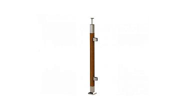 Готовая стойка 40х40х950 мм, деревянная, со вставками из нержавеющей стали 2х100 мм с 2 зажимными стеклодержателями k740-4-R купить в Волгограде