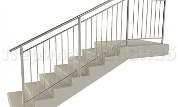 Нержавеющие ограждения для школ и детских садов с вертикальным заполнением “Частокол” - вариант №1 для крыльца в Волгограде. Готовые проекты ПерилаГлавСнаб