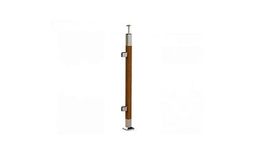 Готовая стойка 40х40х950 мм, деревянная, со вставками из нержавеющей стали 2х100 мм с 2 зажимными стеклодержателями k740-4-L купить в Волгограде