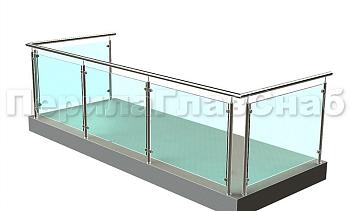 Ограждение из нержавеющей стали со стеклами для балкона в Волгограде. Готовые проекты ПерилаГлавСнаб