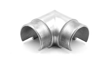 Отвод поручня с пазом Ø48.3мм, 90°, с двумя установочными кольцами, шлифованный 320Grit, (aisi 304) Фk237-2 купить в Волгограде