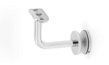 Держатель поручня Ø50.8 мм, на стекло 10-17 мм, Ø43х5 мм, вынос 60х70, нержавеющая сталь, полированная (AISI 304) k008-3 купить в Волгограде