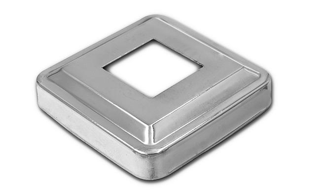 Низ стойки фигурный под трубу 25х25 мм, 66х66х0.4, высота 16 мм, полированный (AISI 304) k374