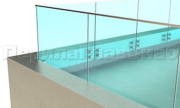 Ограждение на несущем стекле с торцевым креплением для крыш в Волгограде. Готовые проекты ПерилаГлавСнаб
