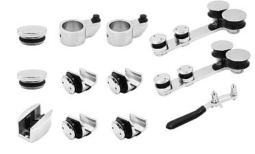 Комплект раздвижной системы для стеклянных дверей, AISI 304, полированный t406 купить в Волгограде