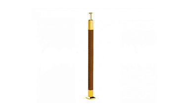 Готовая стойка 40х40х950 мм, деревянная нелакированная, со вставками из нержавеющей стали под золото 2х100 мм k740-G купить в Волгограде