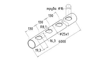 Труба AISI 304 25х1х6000, с перфорацией под  Ø16, 30°, GRIT 600 837-3 купить в Волгограде