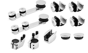 Комплект раздвижной системы для стеклянных дверей, AISI 304, полированный t405 купить в Волгограде