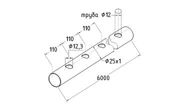 Труба AISI 304 25х1х6000, с перфорацией под  Ø12, 30°, GRIT 600 837-5 купить в Волгограде