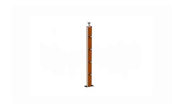 Дизайнерская плоская комбинированная стойка в сборе из шлифованной нержавеющей стали и древесины дуба с четырьмя ригеледержателями k742-2 купить в Волгограде