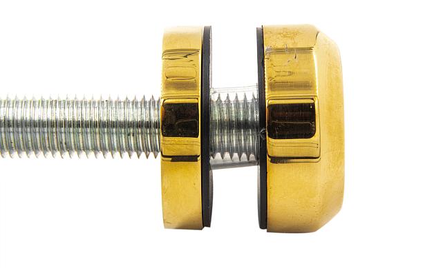 Комплект торцевого крепления несущего стекла, гайка-шайба Ø50х10х18 мм с внутренней резьбой М16, полированный, под золото (AISI 201) Фk277-88 2