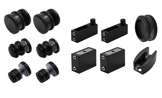 Комплект раздвижной системы для стеклянной душевой, нержавеющая сталь AISI 304, черная t401 BL