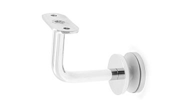 Держатель поручня на стекло 10-17 мм, с ложементом на плоскость, вынос 60х70 мм, Ø43х5 мм, нержавеющая сталь AISI 304, полированная k008-4 купить в Волгограде