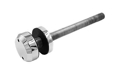 Стеклодержатель Ø50х10х18, шпилька М16х205 мм, для стекла 8-40 мм, AISI (201), с возможностью регулировки выноса до 65 мм, для торцевого крепления стекла, полированный, литой k277-3 купить в Волгограде