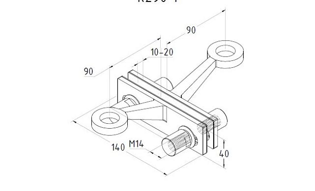 I-спайдер для установки на стеклянное ребро AISI 304 k290-I 2