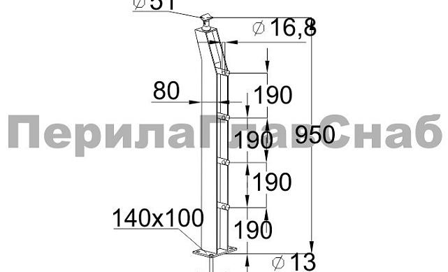 Стойка эксклюзивная с 4 ригеледержателями, крепление в пол, регулируемый ложемент (AISI 304) k787 2