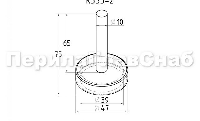 Наконечник палец (солдатик) на стойку Ø42.4х1.5 мм, без ложемента, удлиненный, с декоративной крышкой, полированный (сталь 3/AISI 304) k535-2 3