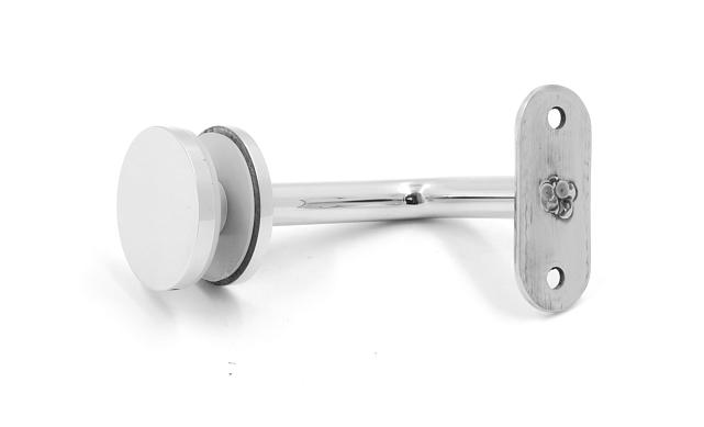 Держатель поручня на стекло 10-17 мм, с ложементом на плоскость, вынос 60х70 мм, Ø43х5 мм, нержавеющая сталь AISI 304, полированная k008-4 5