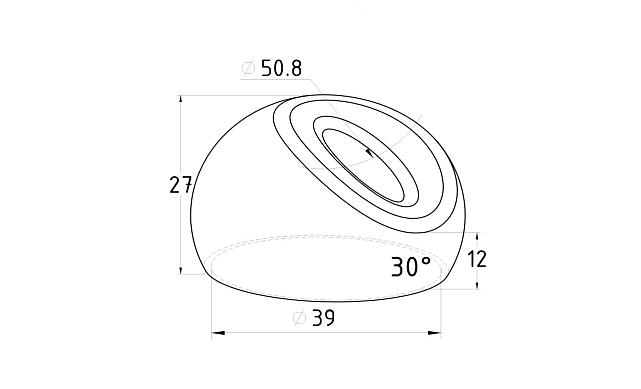 Наконечник штампованный (СПС) косой 30° на трубу Ø38.1 мм, для поручня Ø38.1 мм, полированный, нержавеющий, AISI 304, k016-2 2