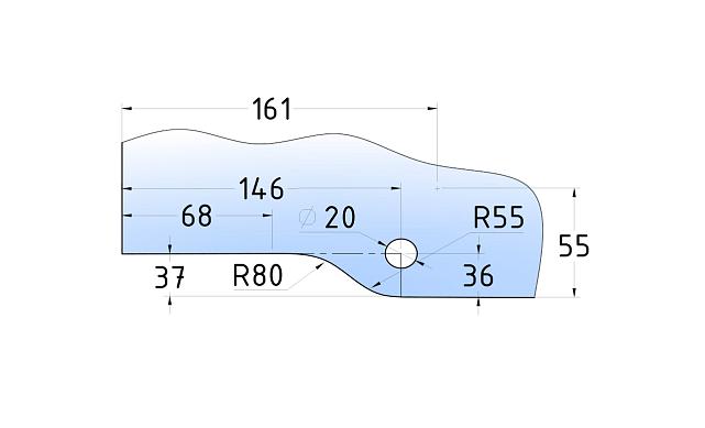 Нижний фитинг комплект (петля), шлифованный, вырез 01 t110-2 SSS 3