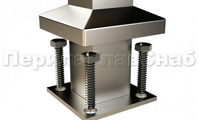 Готовая стойка 40х40х950 мм, деревянная, со вставками из нержавеющей стали 2х100 мм с 3 ригеледержателями k740-1-G 4