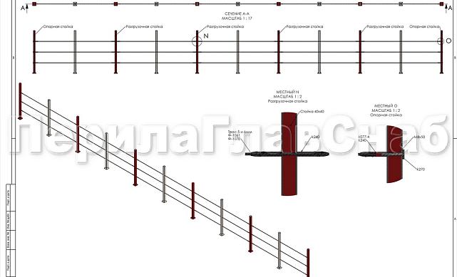 Зажимы для троса 80 мм на трос Ø6 мм, под М8, прямой, полированный (AISI 304) k077-4 4