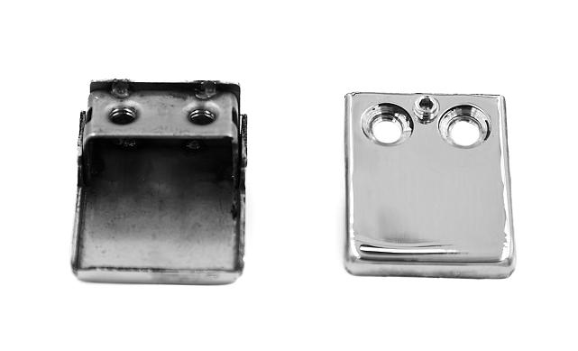 Стеклодержатель штампованный  под стекло 8 мм (4+4 мм), квадратный, под стойку Ø38.1 мм (40х24х48), полированный (AISI 304) k351 9