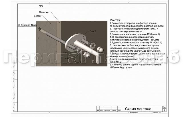 Комплект фурнитуры для козырька 1500х1800 (на вантах/тягах) k671-15-18 5