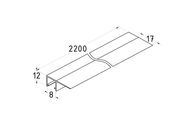 Уплотнитель для стекла 8 мм, непрозрачный черный, 90°, стекло-стекло 2200 мм t215-2 Bl-U 2