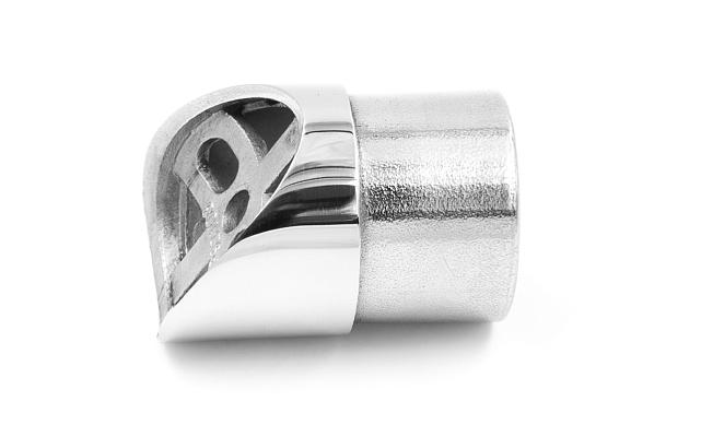 Наконечник седловина косая 30° на стойку Ø38.1 мм, под поручень Ø50.8 мм, литая, полированная, AISI 304, k045-1 5