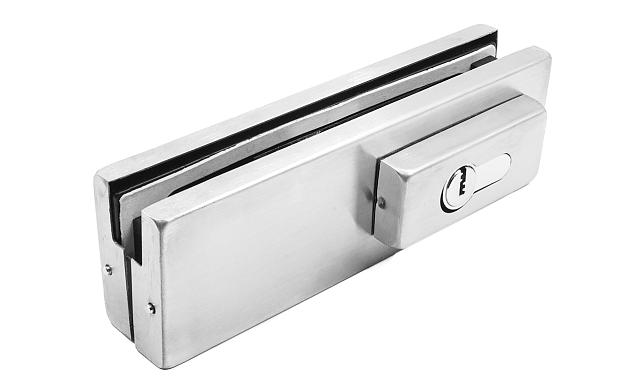 Замок для стеклянной двери центральный с прямоугольным ригелем, шлифованный, вырез 13 t152 SSS 7