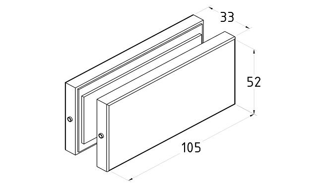 Коннектор стекло-стекло 52х106, шлифованный t125 SSS 2