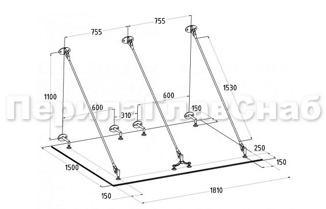 Комплект фурнитуры для козырька 1200х1800 (на вантах/тягах) k671-12-18м 2