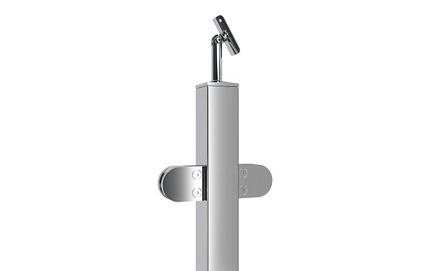 Стойка квадратная 40х40: 4 литых стеклодержателя, шлифованная, высота 950 мм AISI 304 k746-7 3