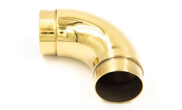 Отвод поручня под Ø50.8х102х1.45 мм, 90°, полированный 600 Grit, с двумя установочными кольцами, золото k052-88 3