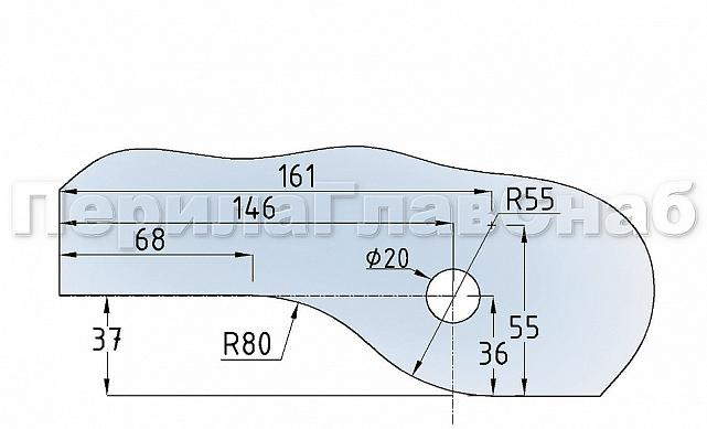 Фитинг на фрамугу с осью и монтажной пластиной, полированный t130 PSS 4