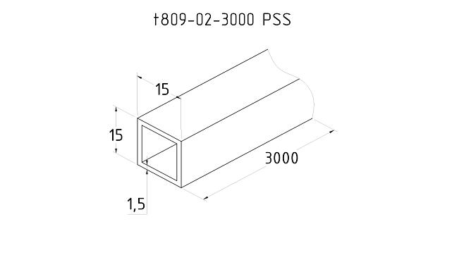 Штанга 15х15х1,5мм полированная, длина 3000мм t809-02-3000 PSS 2