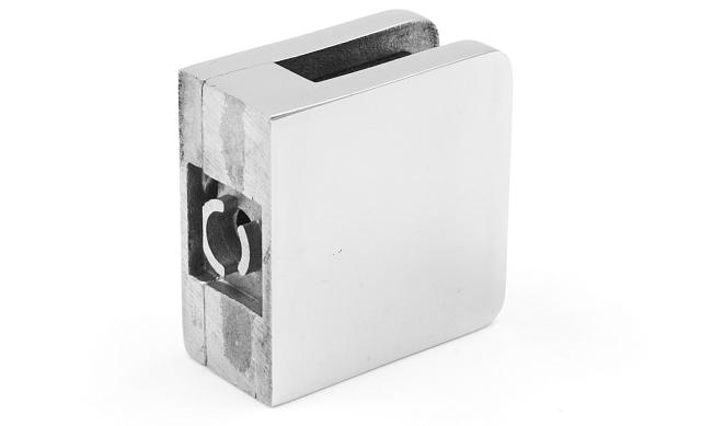 Стеклодержатель литой, под стекло 8 мм. 4+4 мм. на плоскость 42х22,5х42  полированный (AISI 304) k003 5