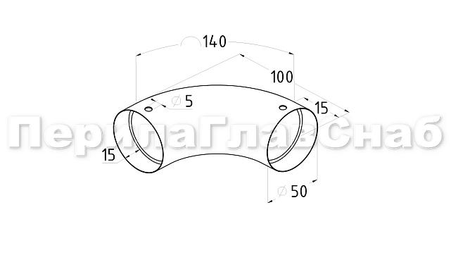 Поворот 90 град для круглого пластикового поручня (AISI 304) k259-2 2