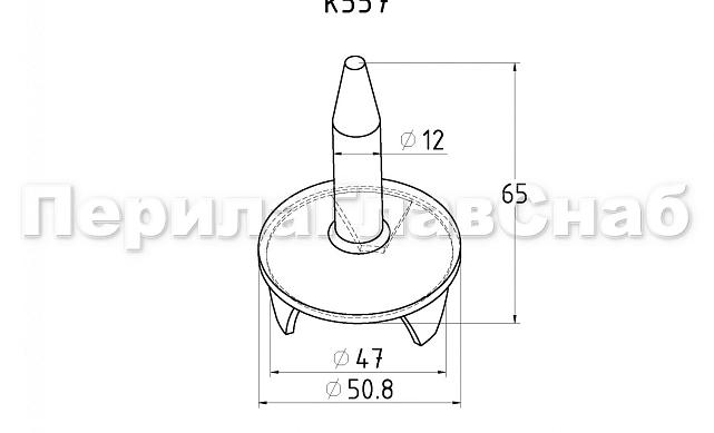 Наконечник палец (солдатик) на стойку Ø50.8х1.5 мм, без ложемента, удлиненный 70 мм, облегченный, литой, полированный, нержавеющий AISI 304 k557 2