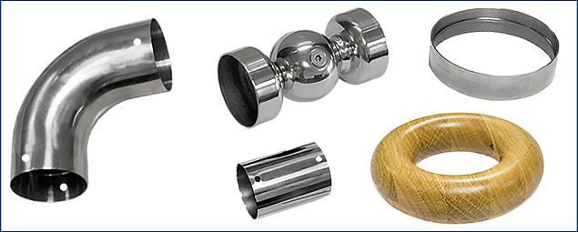 Соединители и отводы для деревянного поручня в Волгограде. Комплектующие для лестничных ограждений и перил ПерилаГлавСнаб