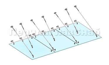 Комплект фурнитуры для козырька 1800х3700 (на вантах/тягах) k671-18-37 купить в Волгограде